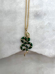 Halskette: Snake, 18 Karat Gold, Emaille