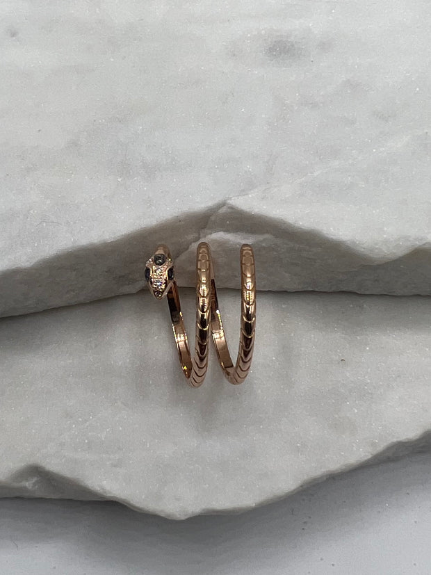 Ring: Snake, Triple, 18 Karat Gold, Diamanten