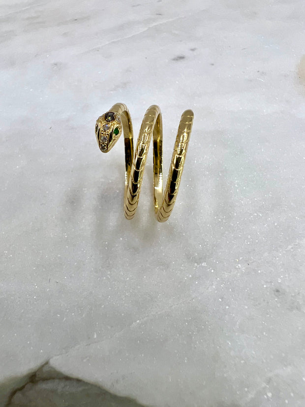 Ring: Snake, 18 Karat Gold, Diamanten