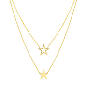 Stella: Halskette, Double Layer, Sterne, 14 KT Gelbgold