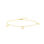 Star Trio: Fußkette, Sterne, 14 Karat Gold