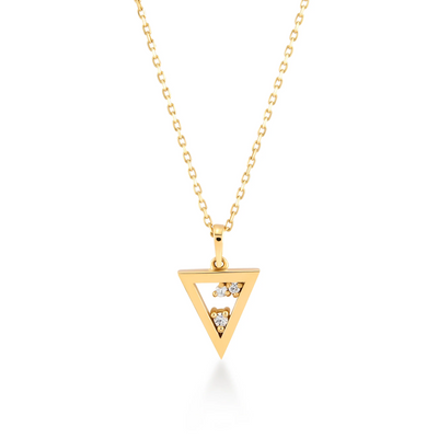 Triangle Halskette, 14 Karat Gold, Diamanten