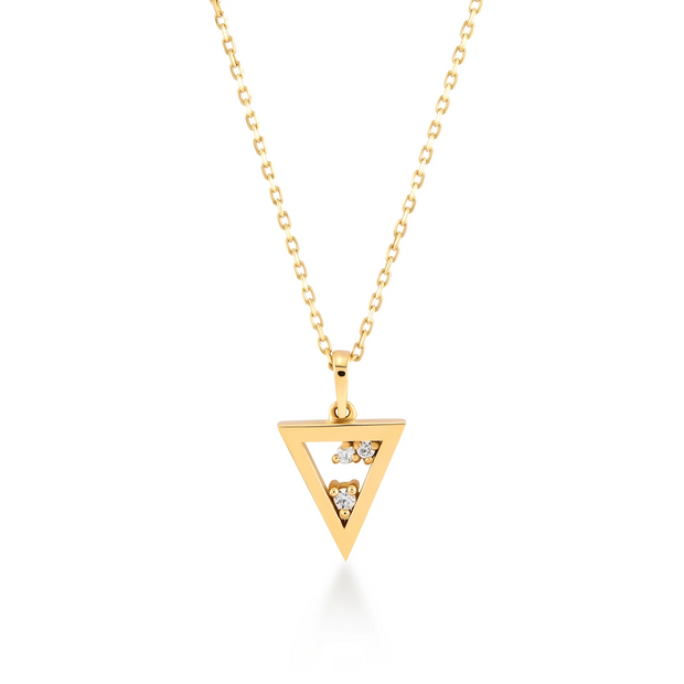 Triangle Halskette, 14 Karat Gold, Diamanten