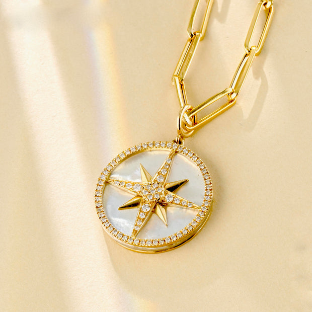 Nord Stern Anhänger, 18 Karat Gold, Diamanten