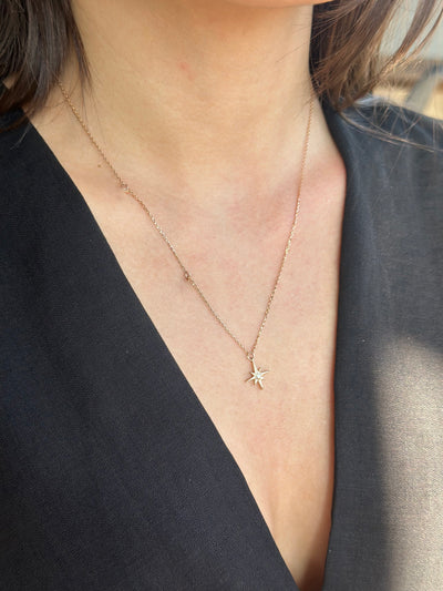 Nord Stern Halskette, 14 Karat Gold, Diamant