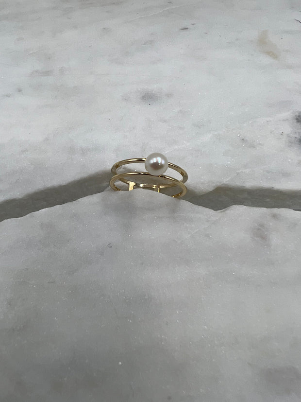Ring, Perla, 14 Karat Gold, Süßwasserperle