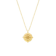 Alma: Halskette, Kompass Medaillon, 14 KT Gelbgold