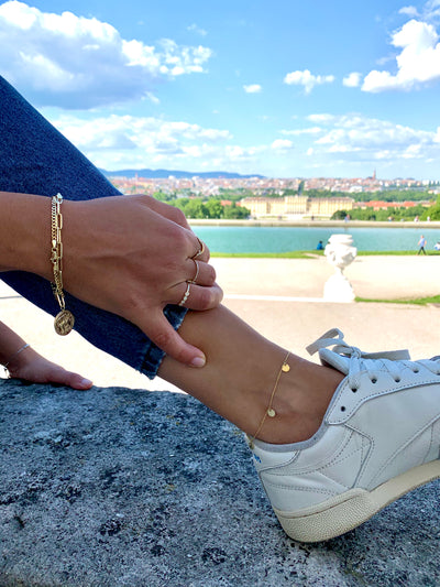 Coco: Fußkette, Disks, 14 Karat Gold
