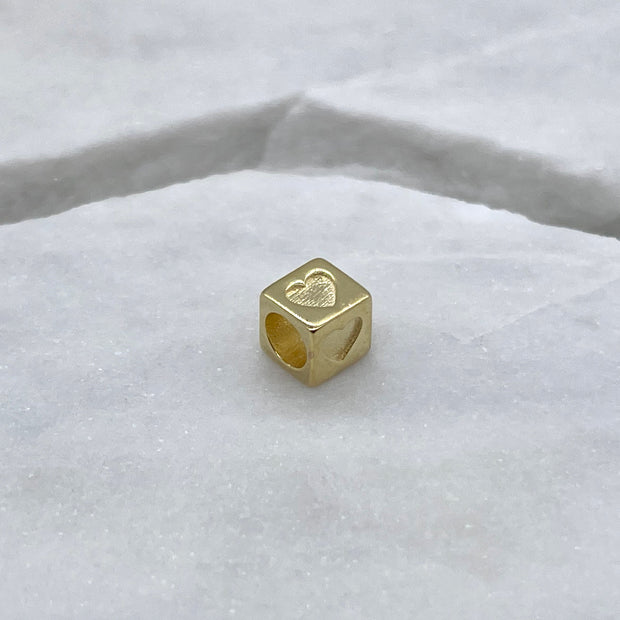 Goldwürfel, Charm, Buchstaben, personalisierbar, 14 Karat Gold