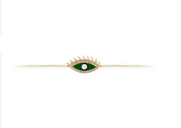 Green Eye: Armband, 18 Karat Gelbgold