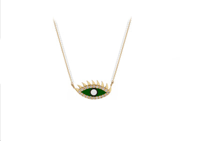 Green Eye: Halskette, 18 Karat Gelbgold
