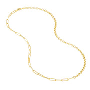 Half n Half: Halskette, Paperclip & Rolo Chain, 14 Karat Gelbgold