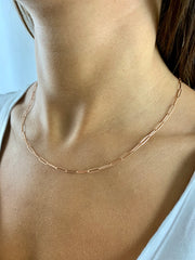 Carla: Halskette, Paperclip, 14 Karat Roségold