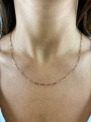 Carla: Halskette, Paperclip, 14 Karat Roségold