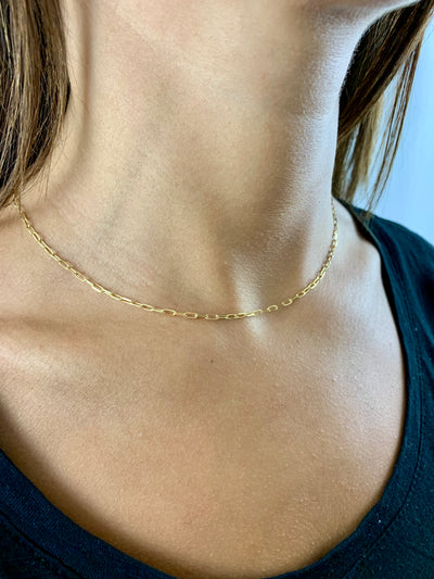 Carla: Halskette, Paperclip Mini, 14 Karat Gold
