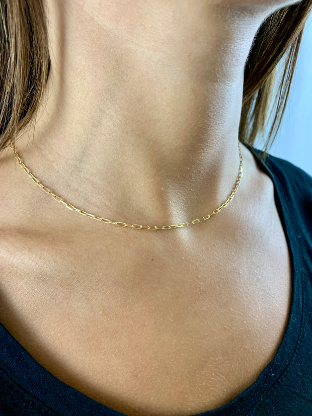 Carla: Halskette, Paperclip Mini, 14 Karat Gold