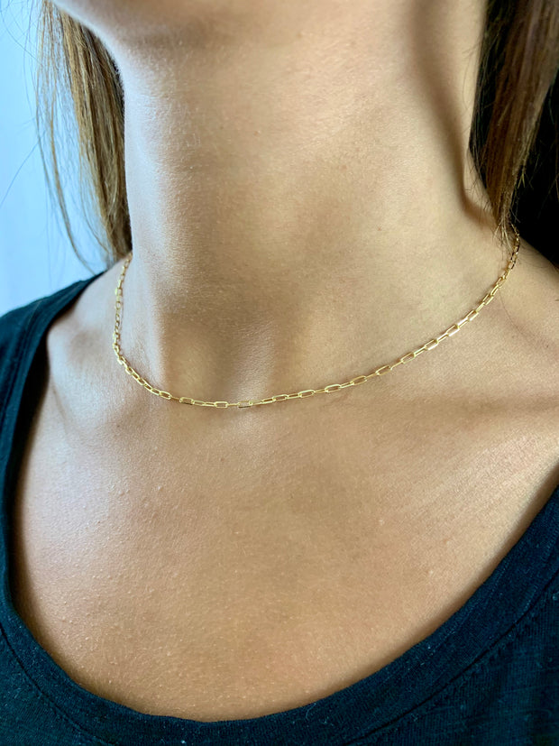 Carla: Halskette, Paperclip Mini, 14 Karat Gold