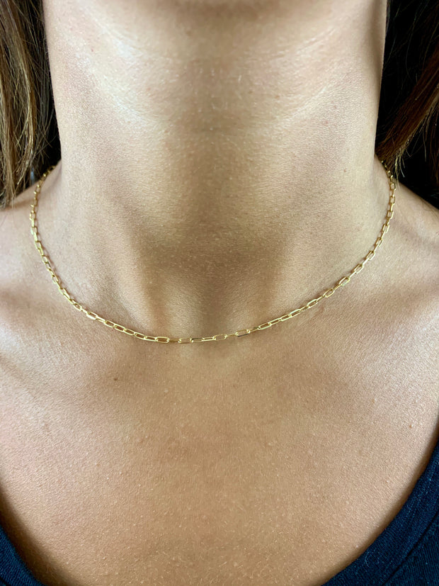 Carla: Halskette, Paperclip Mini, 14 Karat Gold