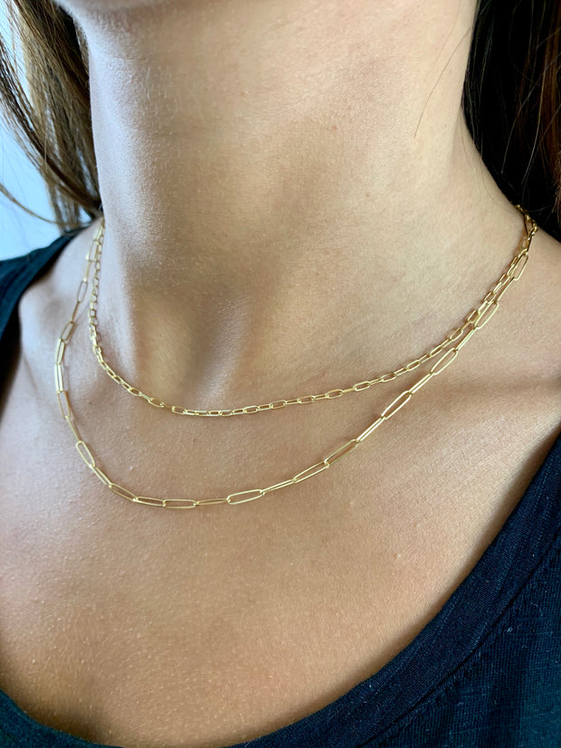 Carla: Halskette, Paperclip Mini, 14 Karat Gold