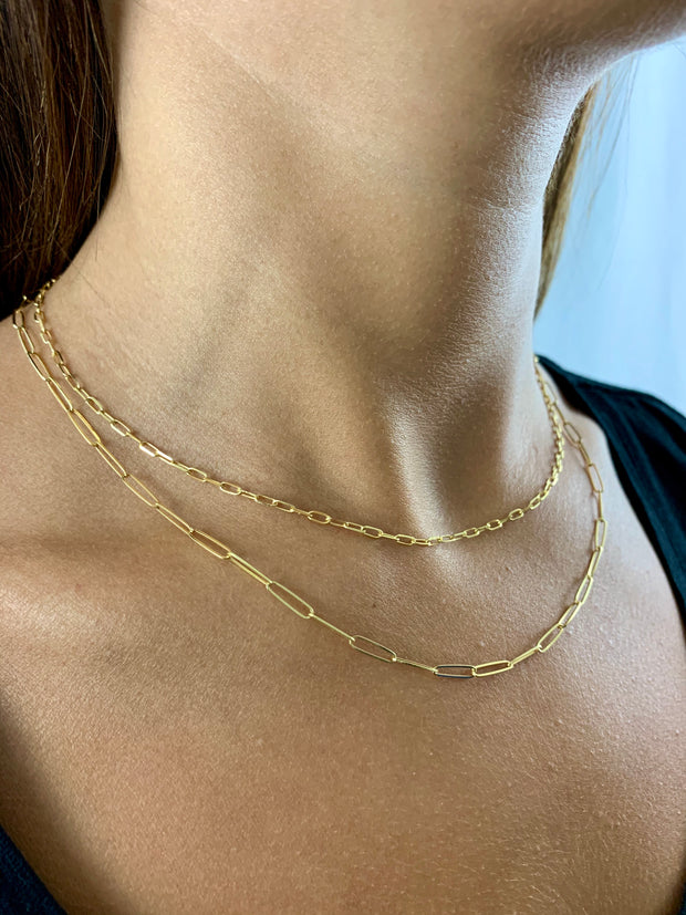 Carla: Halskette, Paperclip Mini, 14 Karat Gold