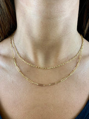 Carla: Halskette, Paperclip Mini, 14 Karat Gold
