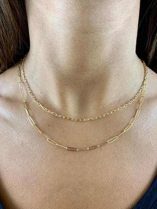 Carla: Halskette, Paperclip Mini, 14 Karat Gold