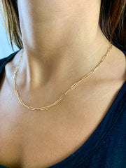Carla: Halskette, Paperclip, 14 Karat Gelbgold