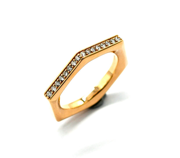 Hexa: Ring, 18 Karat Roségold, Diamanten