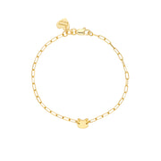 Kitty: Kids Armband, Katzen Charm, Paperclip Chain, 14 KT Gelbgold