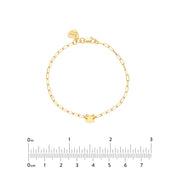 Kitty: Kids Armband, Katzen Charm, Paperclip Chain, 14 KT Gelbgold