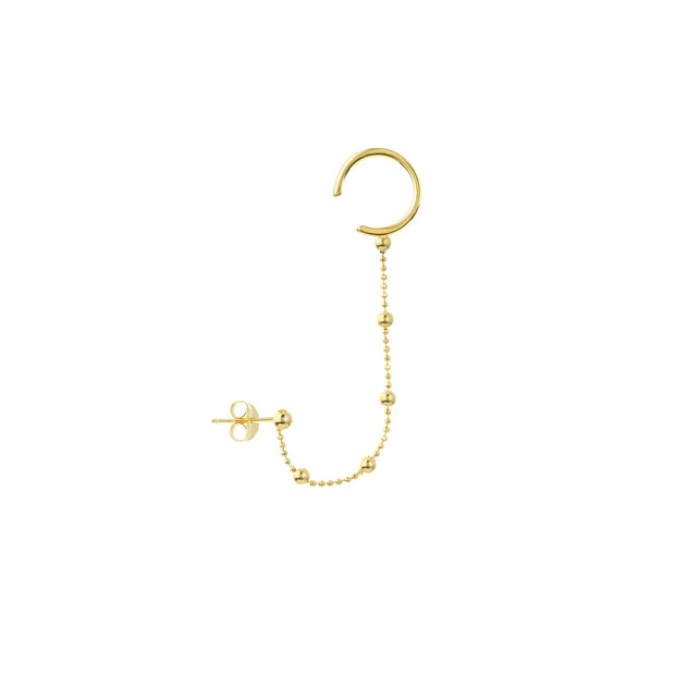 Magda: Ear Cuff, Perlenkette, 14 KT Gelbgold