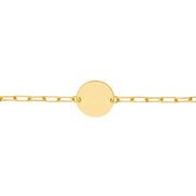 Marie: Kids Armband, personalisierbar, Paperclip Chain, 14 KT Gelbgold