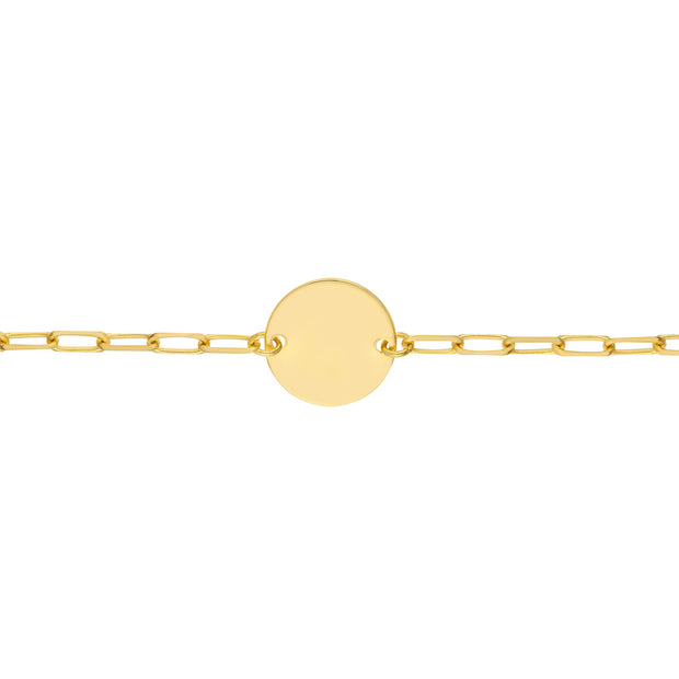 Marie: Kids Armband, personalisierbar, Paperclip Chain, 14 KT Gelbgold