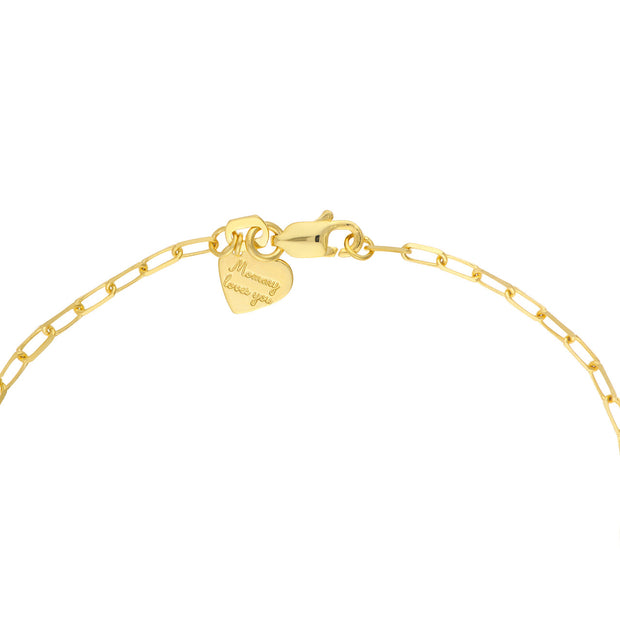 Marie: Kids Armband, personalisierbar, Paperclip Chain, 14 KT Gelbgold