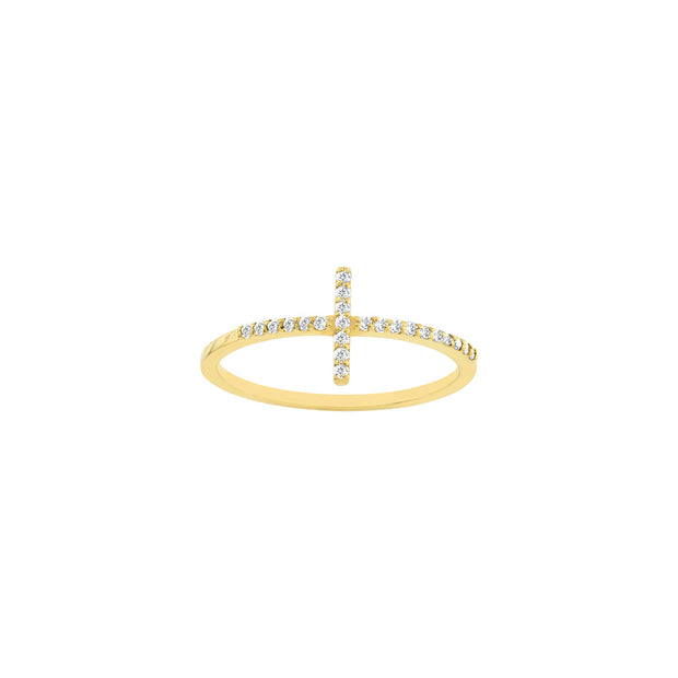 Mia: Ring, seitwärts Kreuz, 14 KT Gelbgold, Diamanten