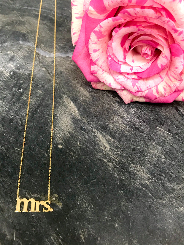 Mrs. Schriftzug, Halskette, 14 Karat Gelbgold