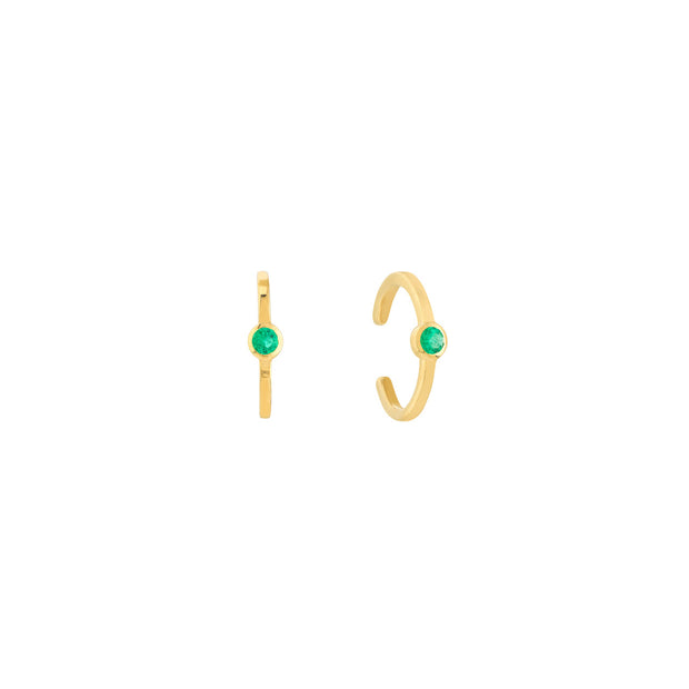 Rainbow: Ear Cuff, Smaragd, 14 KT Gelbgold