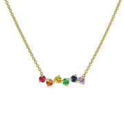 Rainbow: Halskette, 18 Karat Gelbgold, Saphire