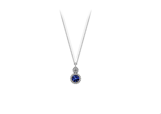 Romy: Halskette, 18 Karat Weißgold, Diamanten, Saphir