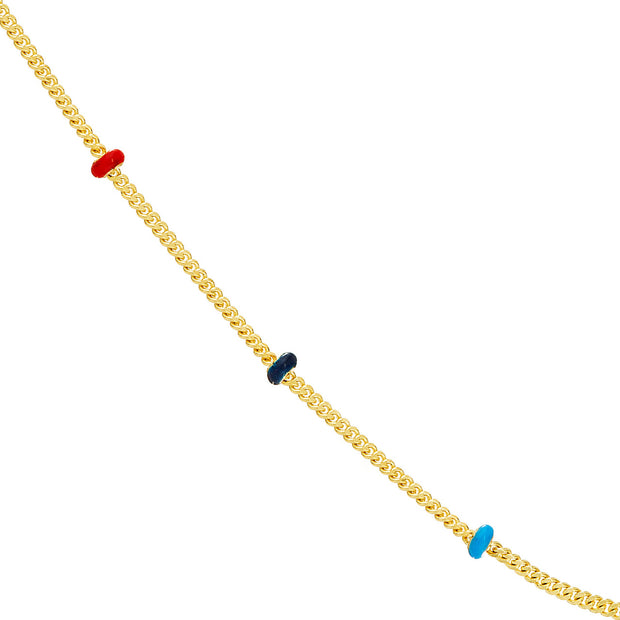 Tri-Color Love: Halskette, Emaille, 14 KT Gelbgold