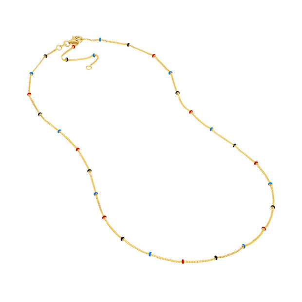 Tri-Color Love: Halskette, Emaille, 14 KT Gelbgold