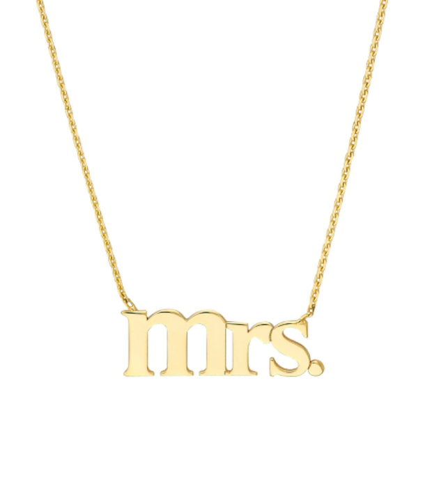 Mrs. Schriftzug, Halskette, 14 Karat Gelbgold