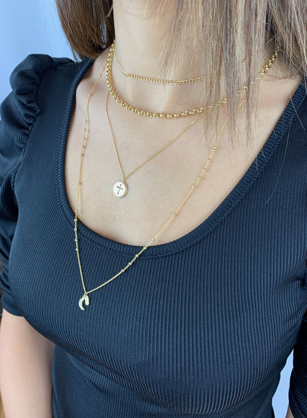 Jasmin: Halskette, Hollow Rolo Chain, 14 KT Gelbgold