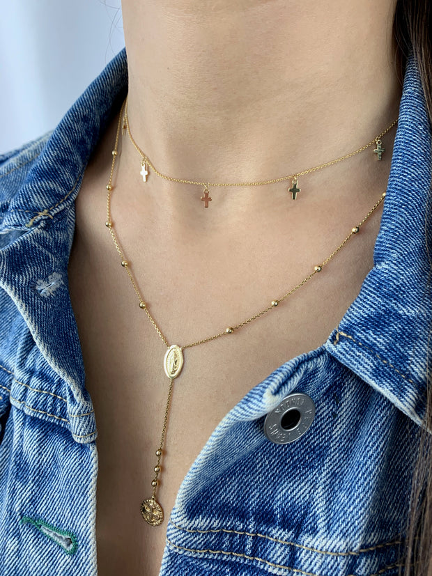 Kim: Choker, Kreuze, 14 KT Gelbgold