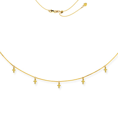 Kim: Choker, Kreuze, 14 KT Gelbgold