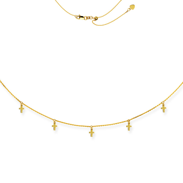 Kim: Choker, Kreuze, 14 KT Gelbgold