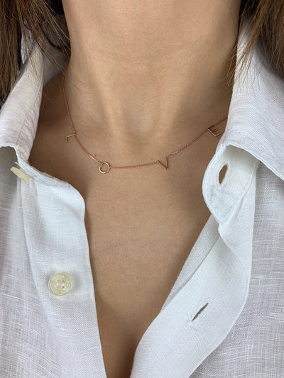 L-O-V-E: Halskette, 14 Karat Roségold