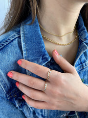 Maggie: Ring, 14 KT Gelbgold, Diamanten