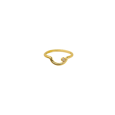 Ornella: Ring, gewellt, 14 KT Gelbgold, Diamant