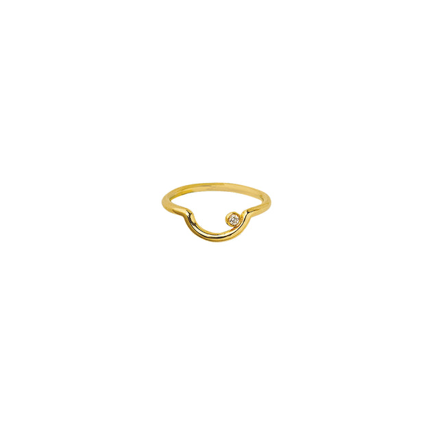 Ornella: Ring, gewellt, 14 KT Gelbgold, Diamant